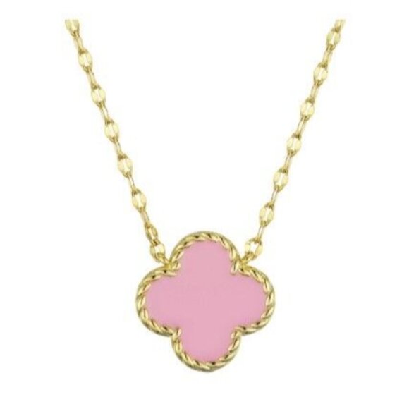 Pink Flower Gold-Plated Pendant Necklace With Chain For Women - Picture 2 of 3